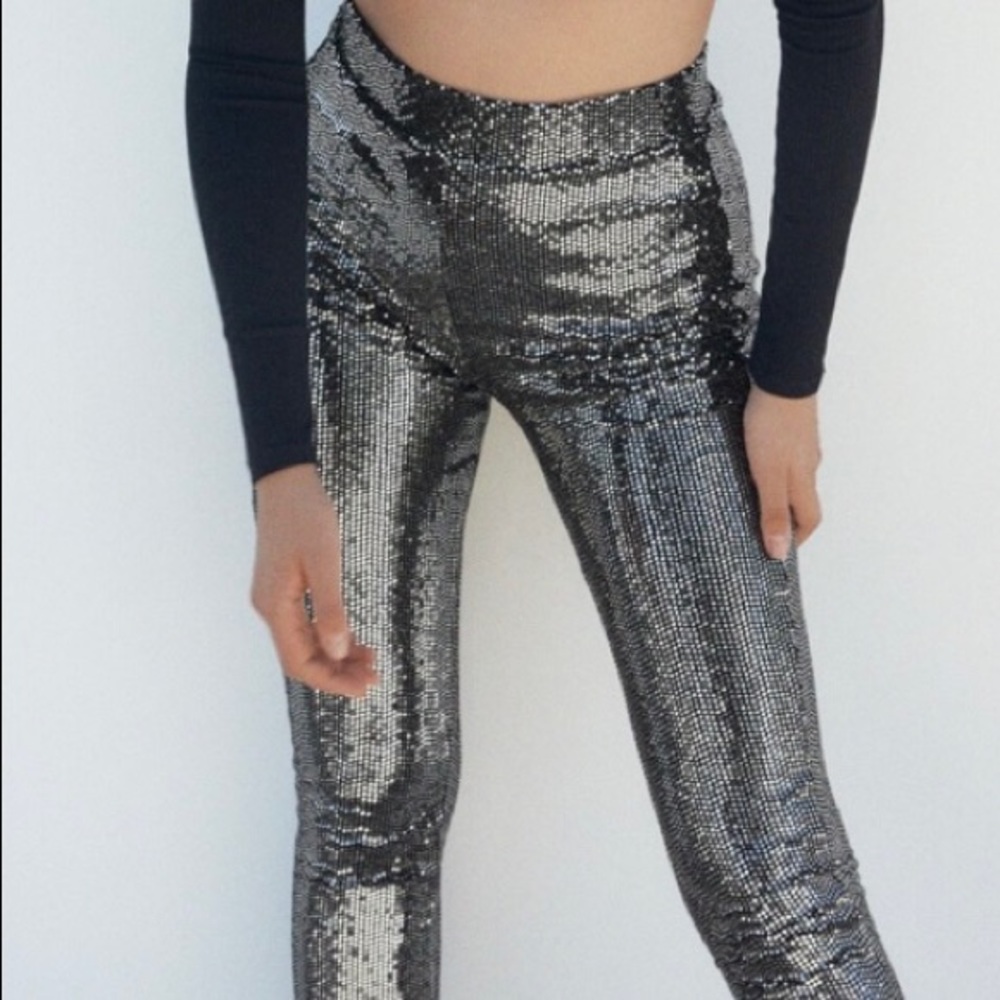 NWT - Zara Hi-Rise Sparkly Leggings